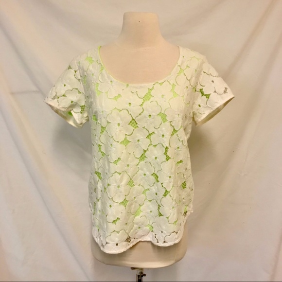 Collective Concepts Lace & Neon Layered Blouse Medium - Picture 1 of 8